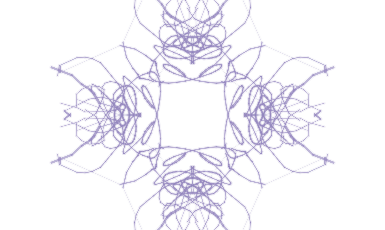 Clarion output, lavender four-lobed form on black